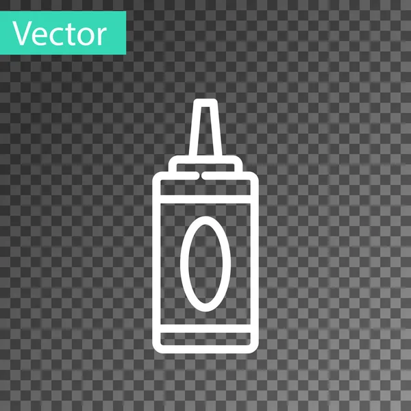 White Line Bottle Shampoo Icon Isolated Transparent Background Vector Illustration — Stock Vector