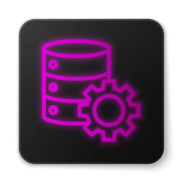 Leuchtende Leuchtschrift Und Getriebesymbol Isoliert Auf Weißem Hintergrund Anpassung App — Stockvektor