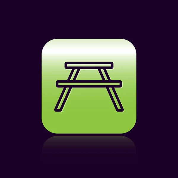 Black Line Picnic Table Benches Either Side Table Icon Isolated — 스톡 벡터
