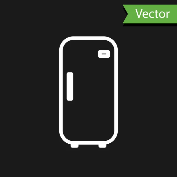 Línea Blanca Icono Del Refrigerador Aislado Sobre Fondo Negro Refrigerador — Vector de stock