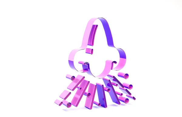 Фіолетова піктограма носа ізольована на білому тлі. Симптоми риніту, лікування. Ніс і чхання. Захворювання носа. Концепція мінімалізму. 3D ілюстрація 3D рендеринга — стокове фото