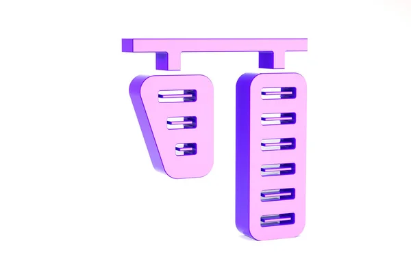 Icono de pedales de freno y gas Purple Car aislado sobre fondo blanco. Concepto minimalista. 3D ilustración 3D render — Foto de Stock