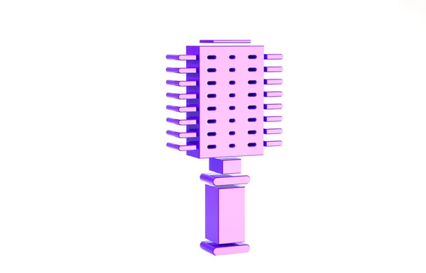 보라색 헤드 브러시 아이콘은 흰색 배경에 분리되어 있다. 곱슬머리 표시. 바버의 상징. 미니멀리즘의 개념입니다. 3d 삽화 3D 렌더링 — 스톡 사진