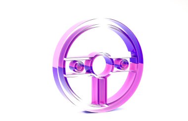 Mor direksiyon simgesi beyaz arkaplanda izole edilmiş. Araba tekeri ikonu. Minimalizm kavramı. 3d illüstrasyon 3B canlandırma