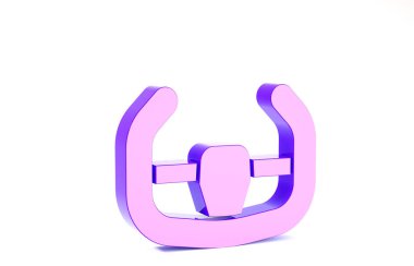 Mor Spor direksiyon ikonu beyaz arka planda izole edilmiş. Araba tekeri ikonu. Minimalizm kavramı. 3d illüstrasyon 3B canlandırma