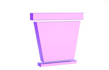 Beyaz arkaplanda mor çiçek saksısı simgesi izole edildi. Minimalizm kavramı. 3d illüstrasyon 3B canlandırma
