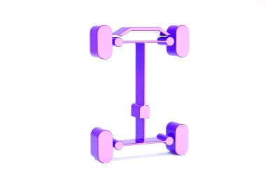 Mor Chassis araba simgesi beyaz arkaplanda izole edildi. Minimalizm kavramı. 3d illüstrasyon 3B canlandırma