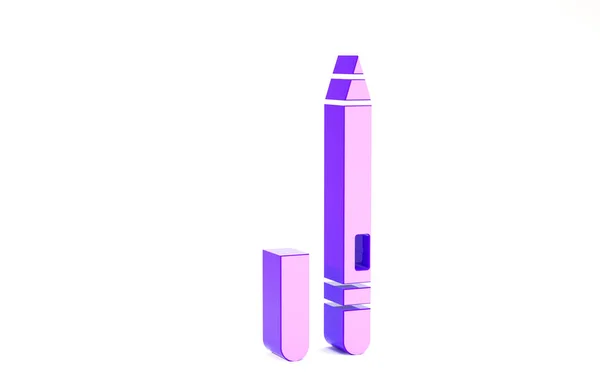 Lila Eyeliner, Augenbrauen-Symbol isoliert auf weißem Hintergrund. Bleistift für Augen. Minimalismus-Konzept. 3D Illustration 3D Renderer — Stockfoto