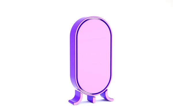 Purple Big full length mirror for bedroom, shops, backstage icon isolated on white background. Minimalism concept. 3d illustration 3D render — Stock Photo, Image