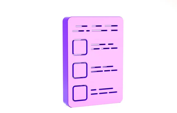 Roxo Criar tela da conta no ícone do telefone móvel isolado no fundo branco. Conceito de minimalismo. 3D ilustração 3D render — Fotografia de Stock