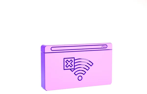 Purple No Internet connection icon isolated on white background. No wireless wifi or sign for remote internet access. Minimalism concept. 3d illustration 3D render — Stock Photo, Image