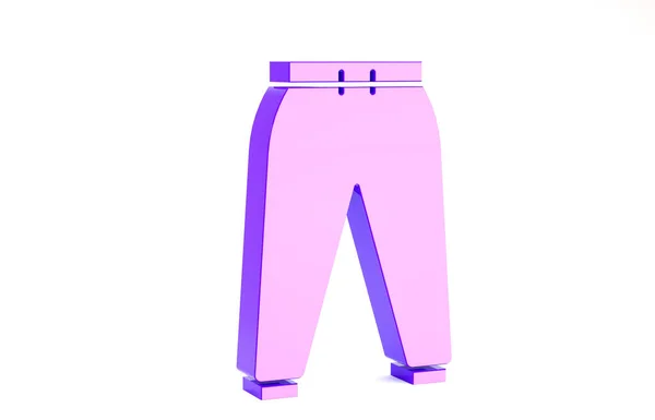 Lila Sport nadrág ikon elszigetelt fehér háttérrel. Minimalizmus koncepció. 3d illusztráció 3D render — Stock Fotó