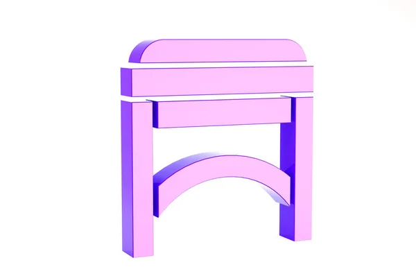 紫色椅子图标孤立在白色背景。最低纲领的概念。3D渲染3D插图 — 图库照片