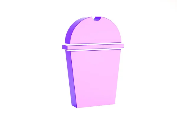 Icono de vidrio y agua de papel púrpura aislado sobre fondo blanco. Un vaso de refresco. Símbolo de bebida fría fresca. Concepto minimalista. 3D ilustración 3D render — Foto de Stock