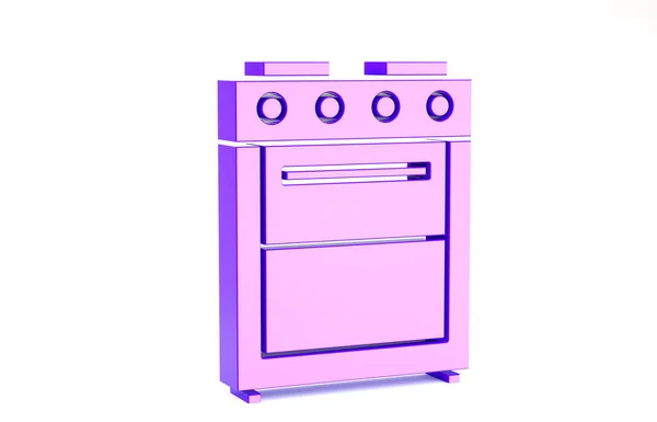 Ikon Oven ungu diisolasi pada latar belakang putih. Menyimpan tanda oven gas. Konsep minimalisme. Tampilan 3D ilustrasi 3d — Stok Foto