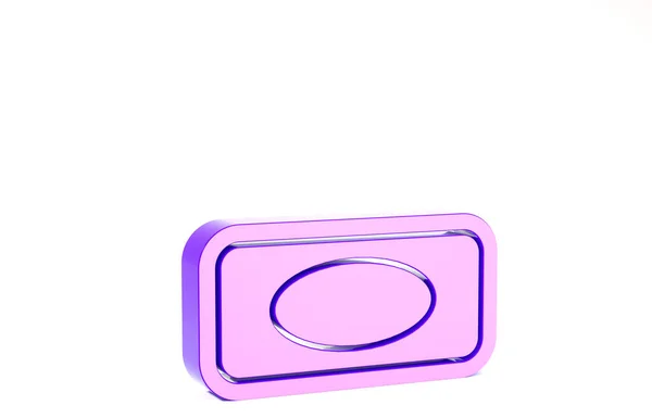 Barra roxa de sabão com ícone de espuma isolado no fundo branco. Barra de sabão com bolhas. Conceito de minimalismo. 3D ilustração 3D render — Fotografia de Stock
