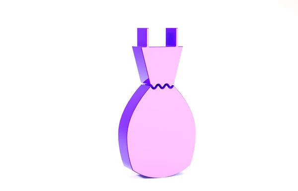 Purple Woman jurk pictogram geïsoleerd op witte achtergrond. Kleren bord. Minimalisme concept. 3d illustratie 3D renderen — Stockfoto