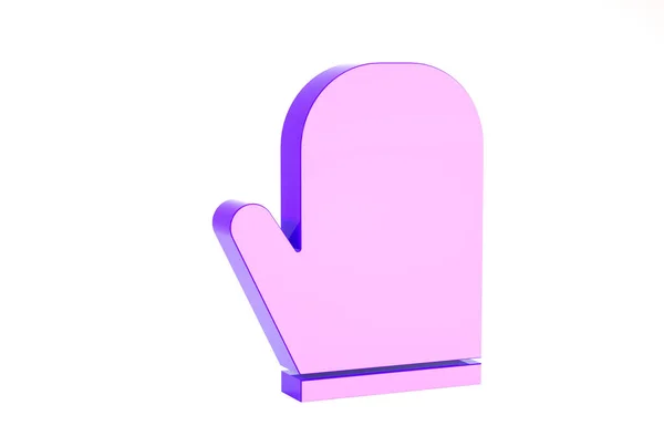 Фиолетовая перчатка значок изолирован на белом фоне. Знак горшечника на кухне. Перчатка для готовки. Концепция минимализма. 3D-рендеринг — стоковое фото