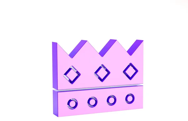 Icône couronne Roi violet isolé sur fond blanc. Concept de minimalisme. Illustration 3D rendu 3D — Photo