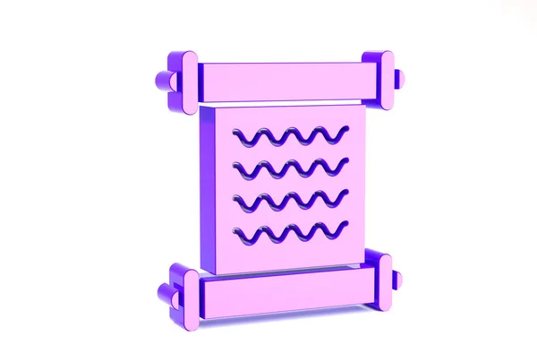 Décret violet, papier, parchemin, icône de défilement isolé sur fond blanc. Concept de minimalisme. Illustration 3D rendu 3D — Photo