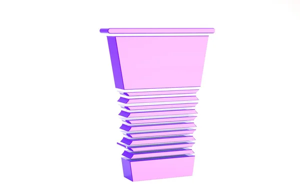 Ícone de vidro de papel roxo isolado no fundo branco. Copo de refrigerante. Símbolo da bebida fresca fria. Conceito de minimalismo. 3D ilustração 3D render — Fotografia de Stock