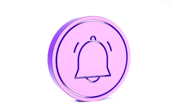 紫色の丸ボタンと白い背景に隔離されたチャット通知アイコン。新しいメッセージ、ダイアログ、チャット、ソーシャルネットワークの通知。最小限の概念。3Dイラスト3Dレンダリング — ストック写真