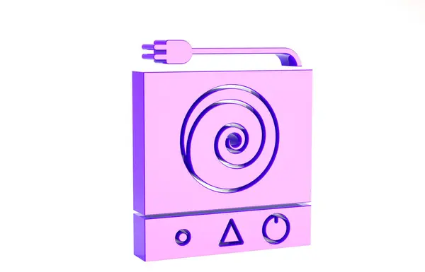 紫色电炉图标隔离在白色背景。Cooktop标志。用四个圆形燃烧器做的滚筒。最低纲领的概念。3D渲染3D插图 — 图库照片
