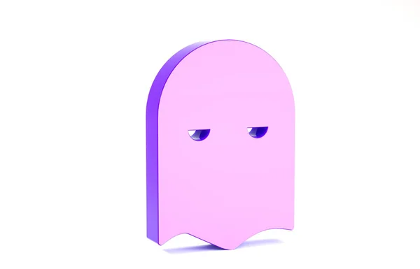 Icône de masque pourpre bourreau isolé sur fond blanc. Pendentif, bourreau, exécuteur testamentaire, bourreau, boucher, icône du timonier. Concept de minimalisme. Illustration 3D rendu 3D — Photo