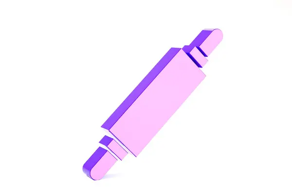 Purple Rolling pin icon isolated on white background. Minimalism concept. 3d illustration 3D render — Stock Photo, Image