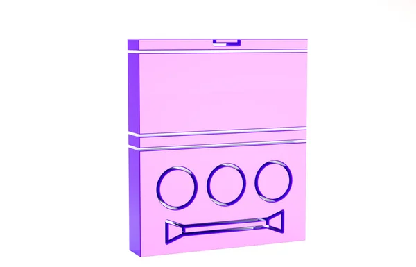 Paleta de sombras Purple Eye con icono de pincel aislado sobre fondo blanco. Concepto minimalista. 3D ilustración 3D render — Foto de Stock