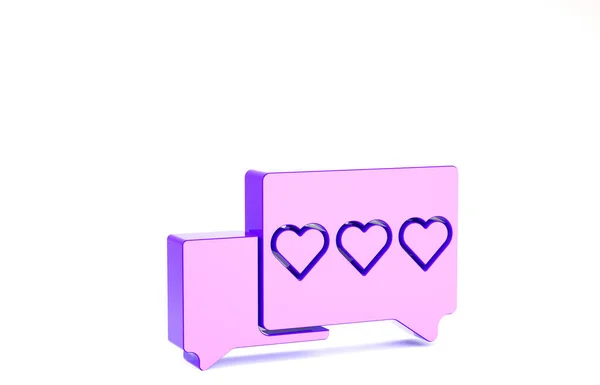 Purple Like y el icono del corazón aislado sobre fondo blanco. Contra Notificación Icono. Seguidor Insta. Concepto minimalista. 3D ilustración 3D render —  Fotos de Stock