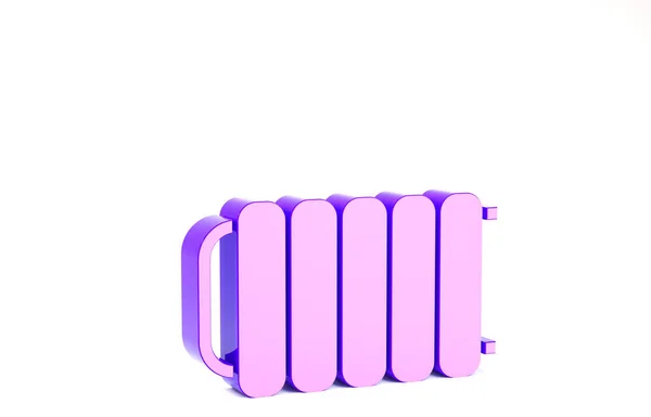 Paarse Verwarming radiator pictogram geïsoleerd op witte achtergrond. Minimalisme concept. 3d illustratie 3D renderen — Stockfoto