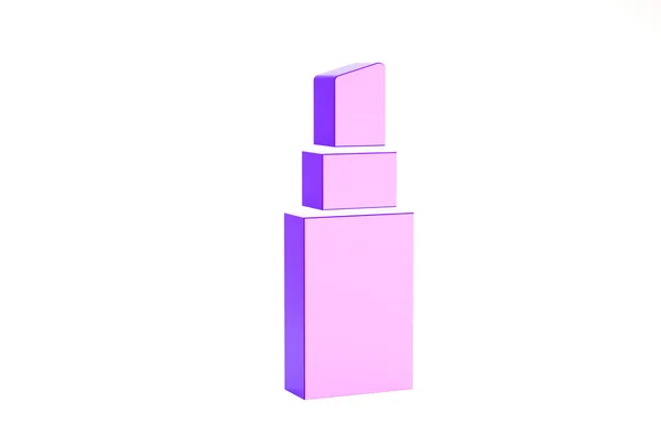 Ícone de batom roxo isolado no fundo branco. Conceito de minimalismo. 3D ilustração 3D render — Fotografia de Stock