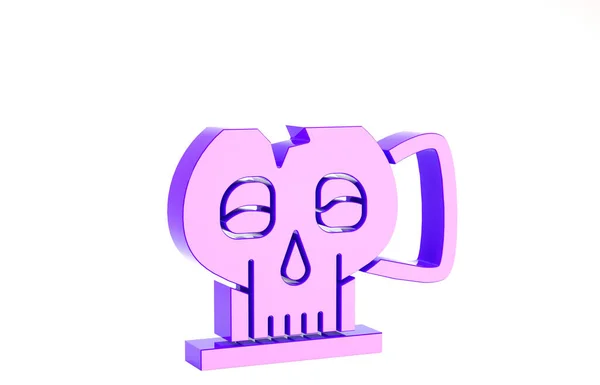 Фиолетовый Чаша из черепа значок изолирован на белом фоне. Концепция минимализма. 3D-рендеринг — стоковое фото