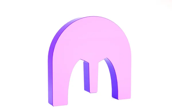 Capacete de ferro medieval roxo para ícone de proteção da cabeça isolado no fundo branco. Conceito de minimalismo. 3D ilustração 3D render — Fotografia de Stock