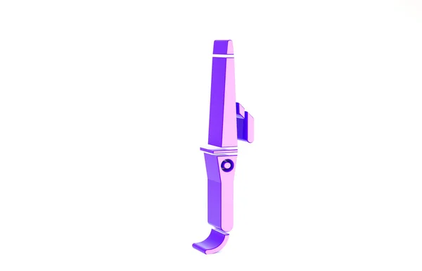 Фиолетовый утюг для волос на белом фоне. Значок выпрямителя волос. Концепция минимализма. 3D-рендеринг — стоковое фото