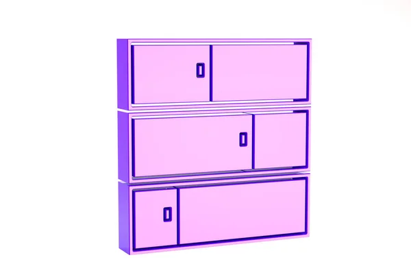 Фіолетовий значок полиці ізольовано на білому тлі. Знак полиці. Концепція мінімалізму. 3D ілюстрація 3D рендеринга — стокове фото