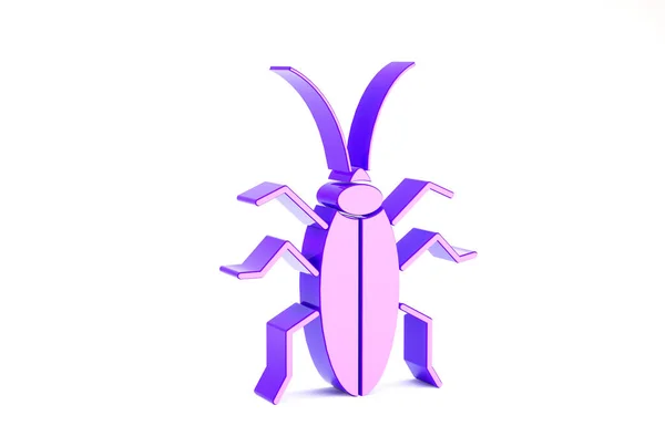 Paarse Cockroach icoon geïsoleerd op witte achtergrond. Minimalisme concept. 3d illustratie 3D renderen — Stockfoto