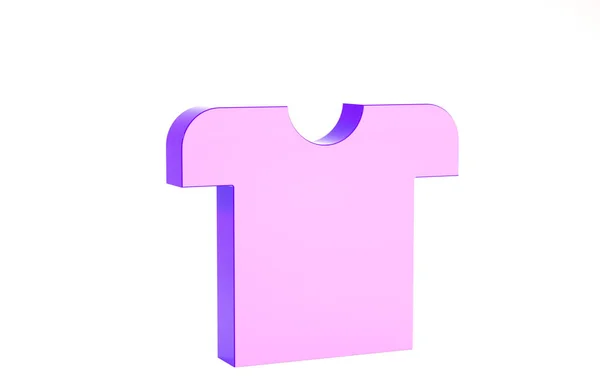 Фиолетовый значок футболки изолирован на белом фоне. Концепция минимализма. 3D-рендеринг — стоковое фото