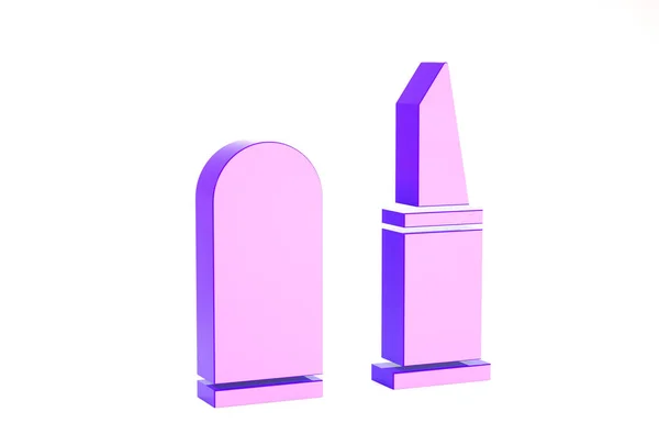 Ícone de batom roxo isolado no fundo branco. Conceito de minimalismo. 3D ilustração 3D render — Fotografia de Stock