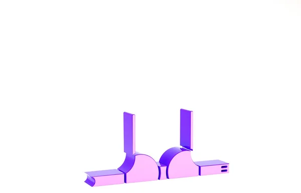 Icono de sujetador púrpura aislado sobre fondo blanco. Ropa interior de mujer. Concepto minimalista. 3D ilustración 3D render —  Fotos de Stock