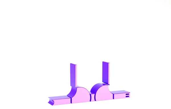Mor sütyen simgesi beyaz arkaplanda izole edilmiş. Kadın iç çamaşırı. Minimalizm kavramı. 3d illüstrasyon 3B canlandırma — Stok fotoğraf