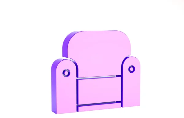 Фиолетовый кресло значок изолирован на белом фоне. Концепция минимализма. 3D-рендеринг — стоковое фото