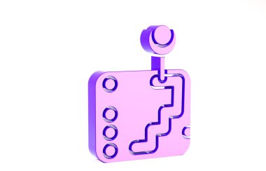 Mor Vites Şekil Değiştiren simgesi beyaz arkaplanda izole edildi. İletişim simgesi. Minimalizm kavramı. 3d illüstrasyon 3B canlandırma