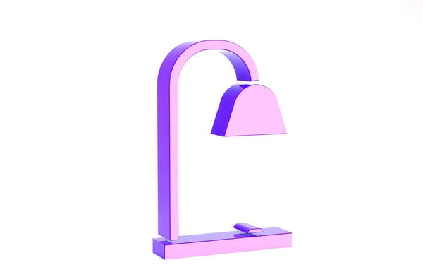 Фиолетовый значок настольной лампы изолирован на белом фоне. Концепция минимализма. 3D-рендеринг — стоковое фото