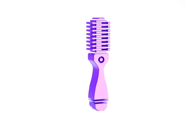 Sèche-cheveux violet icône isolée sur fond blanc. Sèche-cheveux signe. Séchage des cheveux symbole. De l'air chaud. Concept de minimalisme. Illustration 3D rendu 3D — Photo