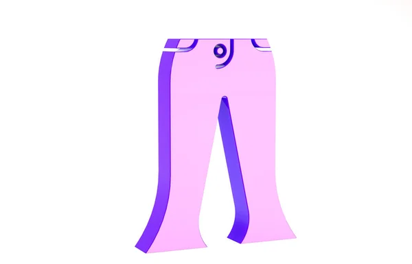 Icono de pantalones púrpura aislado sobre fondo blanco. Concepto minimalista. 3D ilustración 3D render — Foto de Stock