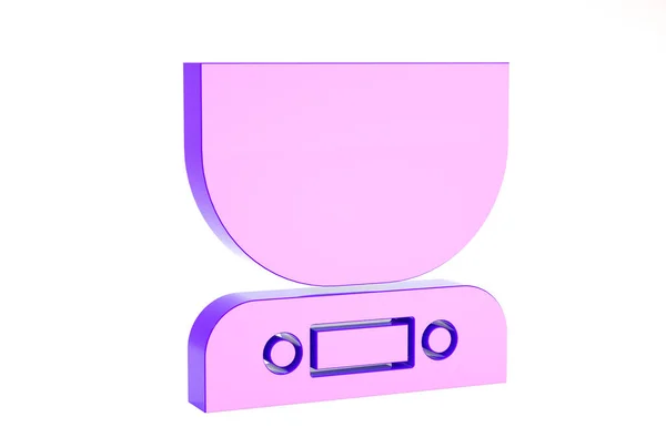 Lila Icon für elektronische Waagen isoliert auf weißem Hintergrund. Gewichtsmessgeräte. Minimalismus-Konzept. 3D Illustration 3D Renderer — Stockfoto