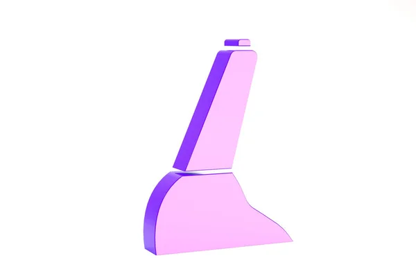 Icono de freno de mano coche púrpura aislado sobre fondo blanco. Palanca de freno de estacionamiento. Concepto minimalista. 3D ilustración 3D render — Foto de Stock