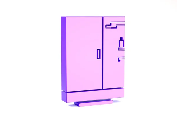 Ícone de cabine de chuveiro roxo isolado no fundo branco. Conceito de minimalismo. 3D ilustração 3D render — Fotografia de Stock